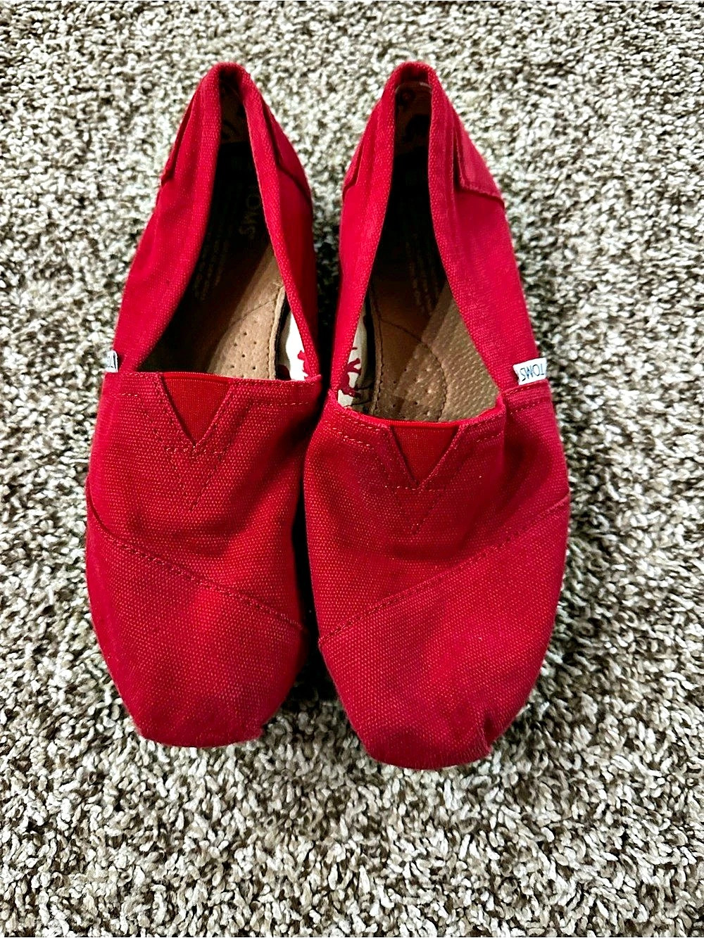 TOMS Alpargata Classic Canvas Slip-On Red Flats US 10